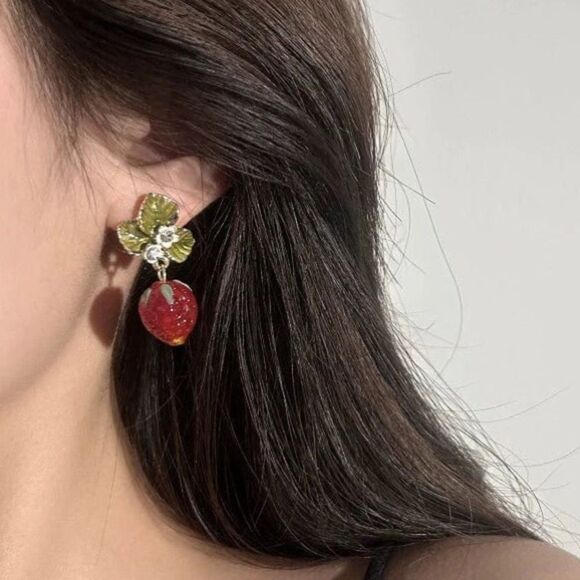 Strawberry Drop Earrings N1475 - Picture 2 of 6